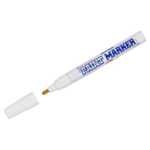 Маркер-краска лаковый (paint marker) MUNHWA, 4 мм, БЕЛЫЙ, нитро-основа, алюминиевый корпус, PM-05