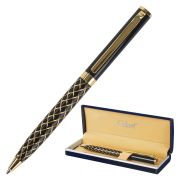 Ручка подарочная шариковая GALANT «Klondike», корпус черный с золотистым, золотистые детали, пишущий узел 0,7 мм, синяя, 141357