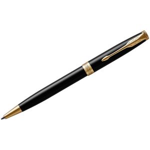 Ручка шариковая PARKER «Sonnet Core Lacquer Black GT», корпус черный глянцевый лак, позолоченные детали, черная, 1931497
