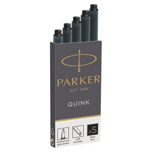 Картриджи чернильные PARKER «Cartridge Quink», КОМПЛЕКТ 5 штук, черные, 1950382