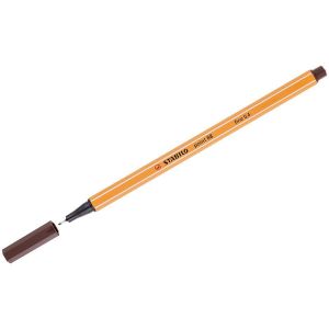 Ручка капиллярная (линер) STABILO «Point 88», КОРИЧНЕВАЯ, корпус оранжевый, линия письма 0,4 мм, 88/45