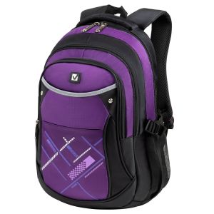 Рюкзак BRAUBERG HIGH SCHOOL универсальный, 3 отделения, «Мамба», черный/фиолетовый, 46х31х18 см, 225525