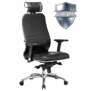 Кресло офисное МЕТТА «SAMURAI» KL-3.04, с подголовником, экокожа, черное