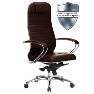 Кресло офисное МЕТТА «SAMURAI» KL-1.04, экокожа, темно-коричневое