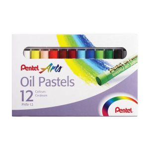 Пастель масляная художественная PENTEL «Oil Pastels», 12 цветов, круглое сечение, картонная упаковка, PHN4-12