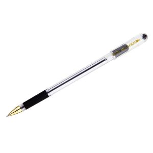 Ручка шариковая масляная с грипом MUNHWA «MC Gold», ЧЕРНАЯ, корпус прозрачный, узел 0,5 мм, линия письма 0,3 мм, BMC-01