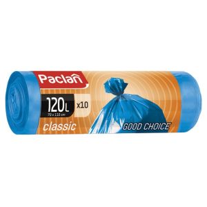 Мешки для мусора 120 л, синие, в рулоне 10 шт., ПНД, 20 мкм, 110х70 см, PACLAN «Classic»