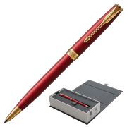 Ручка шариковая PARKER «Sonnet Core Intense Red Lacquer GT», корпус красный глянцевый лак, позолоченные детали, черная, 1931476