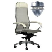 Кресло офисное МЕТТА «SAMURAI» S-1.04, сверхпрочная ткань-сетка, бежевое