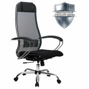 Кресло офисное МЕТТА «К-3» хром, ткань-сетка, сиденье и спинка регулируемые, черное