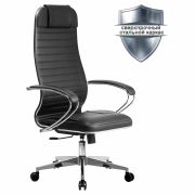 Кресло офисное МЕТТА «К-6» хром, экокожа, сиденье и спинка мягкие, черное