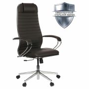 Кресло офисное МЕТТА «К-6» хром, экокожа, сиденье и спинка мягкие, темно-коричневое