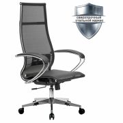 Кресло офисное МЕТТА «К-7» хром, прочная сетка, сиденье и спинка регулируемые, черное