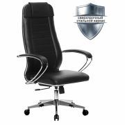 Кресло офисное МЕТТА «К-29» хром, экокожа, сиденье и спинка мягкие, черное