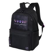 Рюкзак BRAUBERG FASHION CITY универсальный, потайной карман, «Moon», черный, 44х31х16 см, 270807