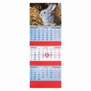 Календарь квартальный на 2023 г., 3 блока, 3 гребня, с бегунком, офсет, «FUNNY BUNNY», BRAUBERG, 114223