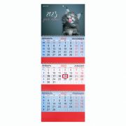 Календарь квартальный на 2023 г., 3 блока, 3 гребня, с бегунком, офсет, «MEOW», BRAUBERG, 114224