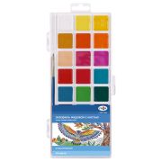 Краски акварельные ГАММА «Классическая», 24 цвета, медовая, c кистью, пластиковая коробка, европодвес, 1009203