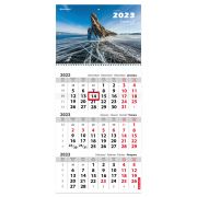 Календарь квартальный 2023 г., 3 блока, 1 гребень, с бегунком, офсет, «БАЙКАЛ», BRAUBERG, 114242