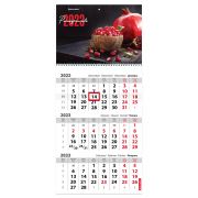Календарь квартальный 2023 г., 3 блока, 1 гребень, с бегунком, офсет, «POMEGRANATE», BRAUBERG, 114244