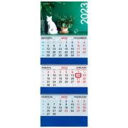 Календарь квартальный на 2023 г., 3 блока, 3 гребня, с бегунком, мелованная бумага, «КОЛЛАЖ», BRAUBERG, 114263