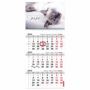 Календарь квартальный на 2023 г., 3 блока, 1 гребень, с бегунком, мелованная бумага, «CUTE CAT», BRAUBERG, 114268