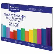 Пластилин классический BRAUBERG «АКАДЕМИЯ ХИТ», 36 цветов, 720 г, стек, ВЫСШЕЕ КАЧЕСТВО, 106425