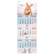 Календарь квартальный на 2023 г., 3 блока, 3 гребня, с бегунком, мелованная бумага, «BUNNY», BRAUBERG, 114247