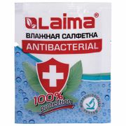 Салфетка влажная антибактериальная в индивидуальной упаковке саше, LAIMA WET WIPE, 13х17 см, 114493