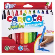 Фломастеры утолщенные CARIOCA «Jumbo», 12 цветов, суперсмываемые, вентилируемый колпачок, картонная упаковка, 40569