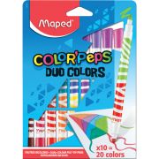 Фломастеры двусторонние MAPED (Франция) «Color'peps Duo», 10 штук, 20 цветов, 4,7 мм, смываемые, 847010