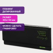 Планинг датированный 2024 305х140 мм BRAUBERG «Chameleon», под кожу, черный/зеленый, 114819