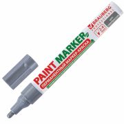 Маркер-краска лаковый (paint marker) 4 мм, СЕРЕБРЯНЫЙ, БЕЗ КСИЛОЛА (без запаха), алюминий, BRAUBERG PROFESSIONAL, 150875