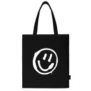 Сумка-шоппер BRAUBERG, канвас, 40х35 см, черный, «Smiley», 271900