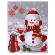 Наклейка для окон двусторонняя МНОГОРАЗОВАЯ 30х38 см, «Снеговик с подарками», ЗОЛОТАЯ СКАЗКА, 591922