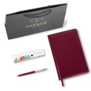 Ручка шариковая PARKER «Jotter Plastic CT», корпус красный, ежедневник А5 красный, пакет, 880897