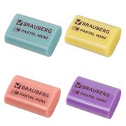 Ластик BRAUBERG «Pastel Mini», 27х18х10 мм, ассорти пастельных цветов, экологичный ПВХ, 229581