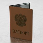 Обложка для паспорта, мягкий полиуретан, «Герб», светло-коричневая, STAFF, 237609