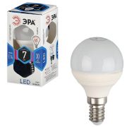 Лампа светодиодная ЭРА, 7 (60) Вт, цоколь E14, шар, холодный белый свет, 30000 ч., LED smdP45-7w-840-E14