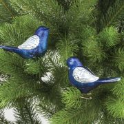 Украшение ёлочное «Птички» 2 шт., 11 см, пластик, цвет: синий/серебристый, ЗОЛОТАЯ СКАЗКА, 590894
