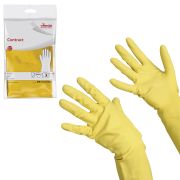 Перчатки хозяйственные резиновые VILEDA «Контракт» с х/б напылением, размер XL (очень большой), желтые, 102588