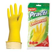 Перчатки хозяйственные латексные, х/б напыление, разм M (средний), желтые, PACLAN «Practi Universal»