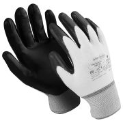 Перчатки нейлоновые MANIPULA «Микронит», нитриловое покрытие (облив), размер 10 (XL), белые/черные, TNI-14
