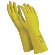Перчатки латексные MANIPULA «Блеск», хлопчатобумажное напыление, размер 9-9,5 (L), желтые, L-F-01
