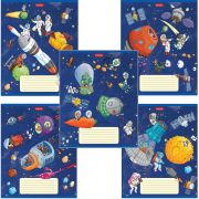 Тетрадь 18 л. HATBER клетка, обложка картон, «Космическое приключение» (5 видов в спайке),18Т5В1