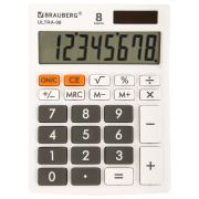 Калькулятор настольный BRAUBERG ULTRA-08-WT, КОМПАКТНЫЙ (154x115 мм), 8 разрядов, двойное питание, БЕЛЫЙ, 250512