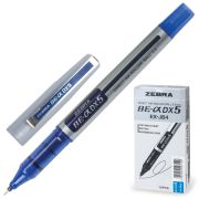 Ручка-роллер ZEBRA «Zeb-Roller DX5», СИНЯЯ, корпус серебристый, узел 0,5 мм, линия письма 0,3 мм, EX-JB2-BL, EX-JB4-BL