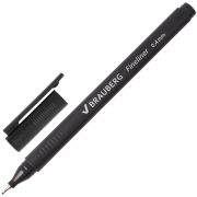 Ручка капиллярная (линер) BRAUBERG «Carbon», ЧЕРНАЯ, металлический наконечник, трехгранная, линия письма 0,4 мм, 141523