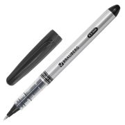 Ручка-роллер BRAUBERG «Control», ЧЕРНАЯ, корпус серебристый, узел 0,5 мм, линия письма 0,3 мм, 141553