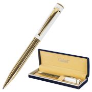 Ручка подарочная шариковая GALANT «Mont Pelerin», корпус золотистый с белым, золотистые детали, пишущий узел 0,7 мм, синяя, 141661